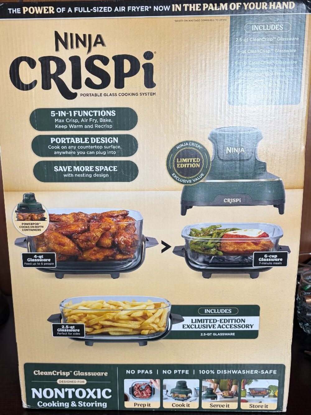 NEW Ninja Crispi 5-in-1 Portable Glass Air Fryer System Model FN103BF - NEW